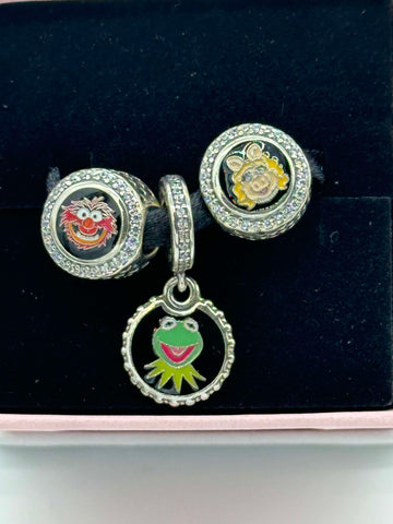 Disney Parks Pandora Muppets 3 charm set Animal, Kermit, Miss Piggy Exclusive