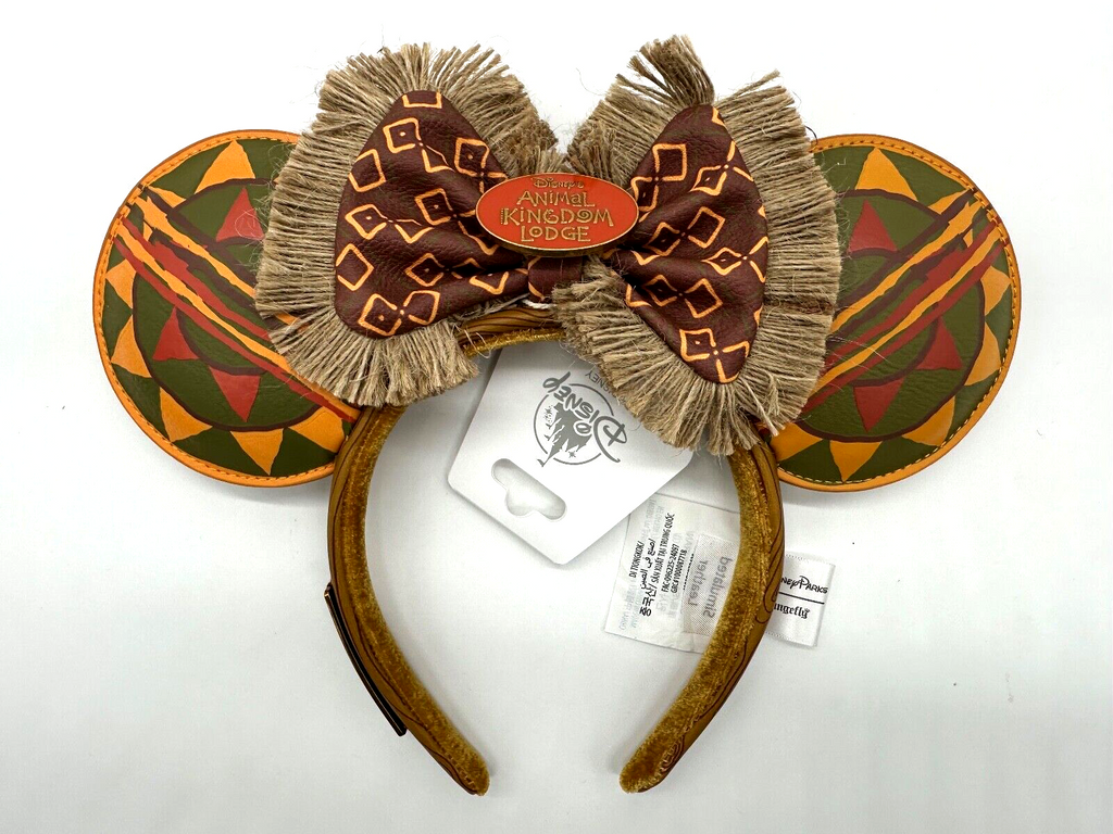 Disney Parks Animal Kingdom Lodge Resort Minnie Ears Headband Loungefly NWT  2024