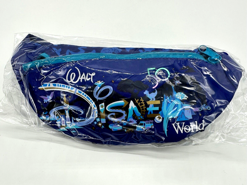 Disney Parks WDW 50th Anniversary Hip Fanny Pack Belt Bag Walt World NIP  Blue