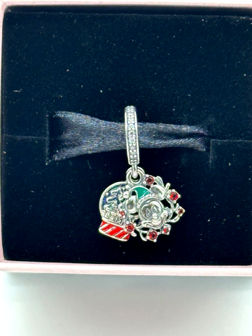 Disney Parks Pandora Mickey Snow Globe Double Dangle Charm Holiday Christmas