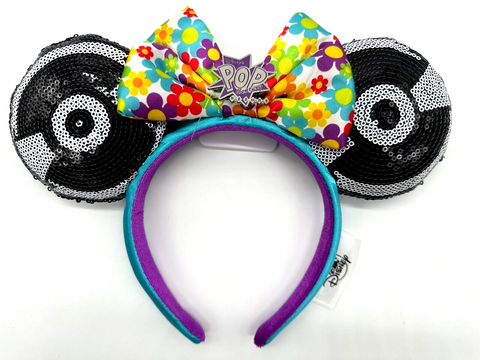 Disney Parks Pop Century Resort Minnie Ears Headband Sequin Record NWT