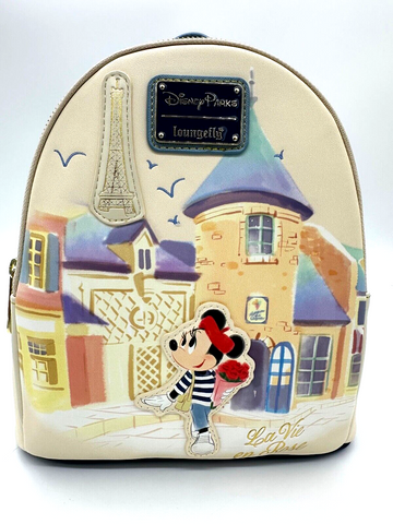 Disney Parks Epcot France Minnie Mouse La Vie En Rose Loungefly Backpack 2024