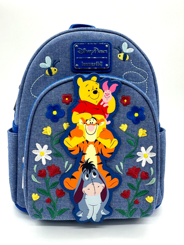 Disney Parks Winnie the Pooh & Friends Bee Denim Loungefly Backpack NWT 2024