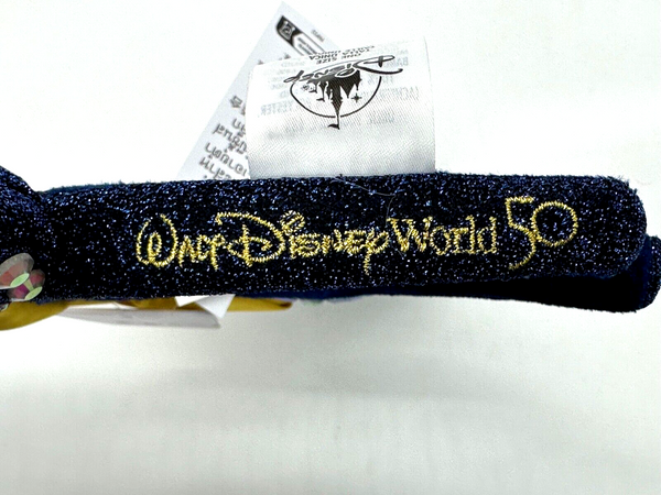 Disney Parks WDW 50th Anniversary Jeweled Minnie Mouse Ears Headband Navy Gold