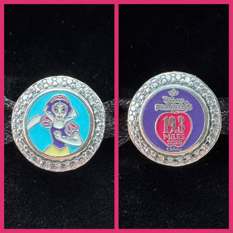 Disney Parks Pandora RunDisney Snow White Fairytale Challenge Button Charm 2025 19.3 Princess Half Marathon