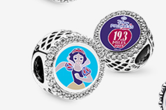 Disney Parks Pandora RunDisney Snow White Fairytale Challenge Button Charm 2025 19.3 Princess Half Marathon