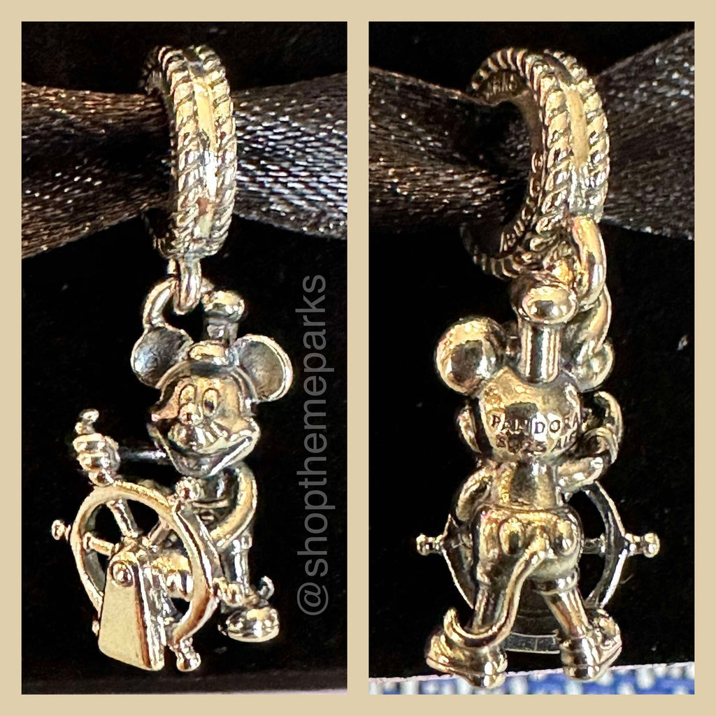 Disney Parks Pandora Charm Steamboat Willie Mickey Mouse Dangle Charm 2025 Exclusive