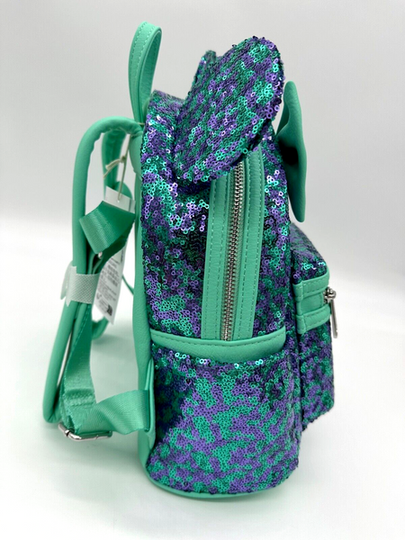 Disney Parks Teal Purple Sequin Loungefly Mini Backpack NWT Minnie Mouse Ear