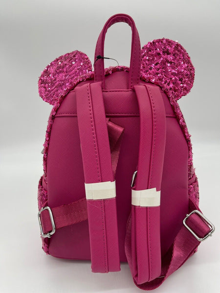 Disney Parks Loungefly Orchid Magenta Sequin Minnie Mouse Mini Backpack Pink NWT
