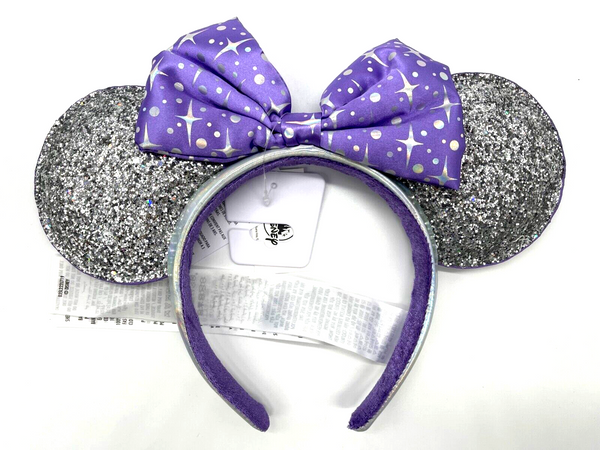 Disney Parks Tomorrowland Celestial Minnie Mouse Silver Purple Ears Headband NWT