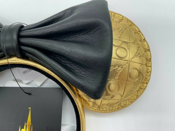 Disney Parks WDW 50th Anniversary Loungefly Gold Leather Luxe Ears Headband NWT