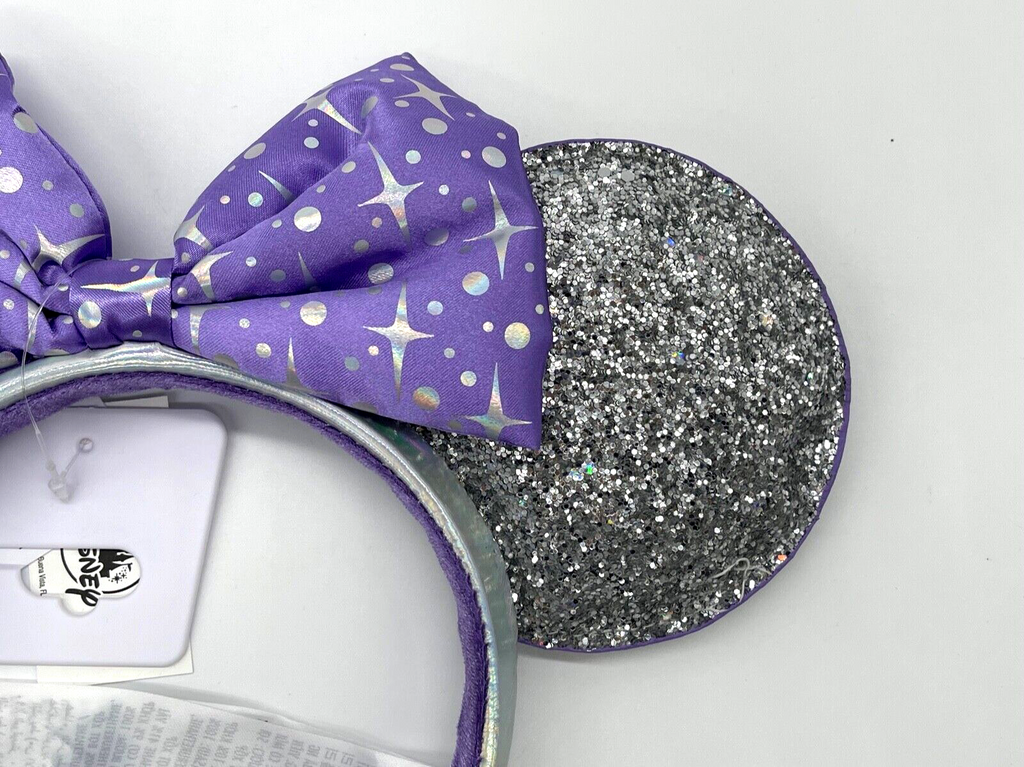 Disney Parks Tomorrowland Celestial Minnie Mouse Silver Purple Ears  Headband NWT