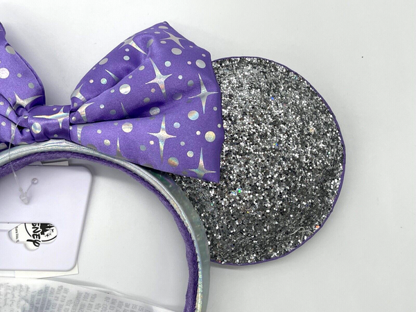 Disney Parks Tomorrowland Celestial Minnie Mouse Silver Purple Ears Headband NWT