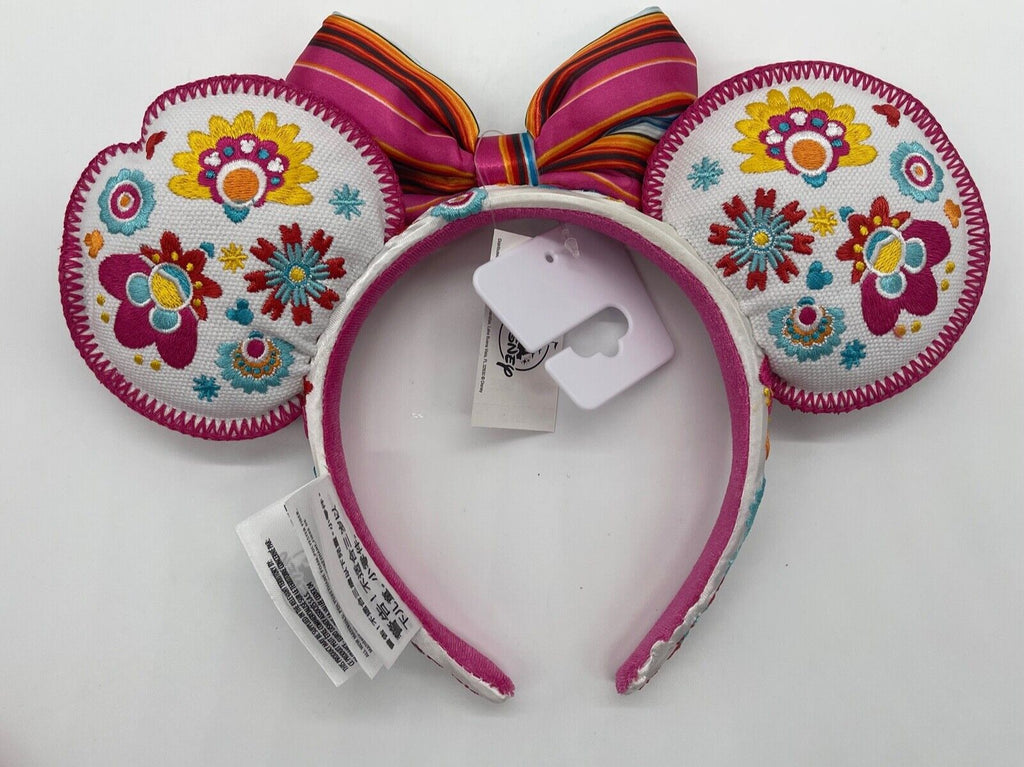 Disney Parks Epcot Mexico Pavilion Flower Minnie Mouse White Ears Headband  2022