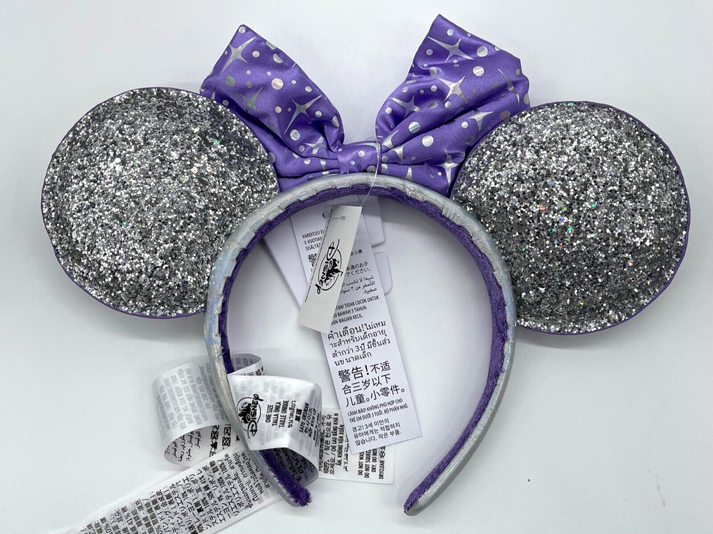 Disney Parks Tomorrowland Celestial Minnie Mouse Silver Purple Ears  Headband NWT