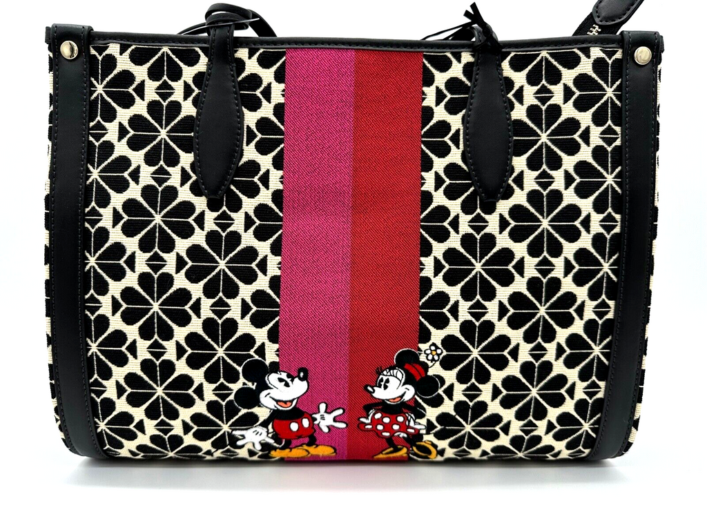 Disney X Kate Spade Mickey Minnie Mouse Flower Jacquard Tote Bag Medium 100 NWT