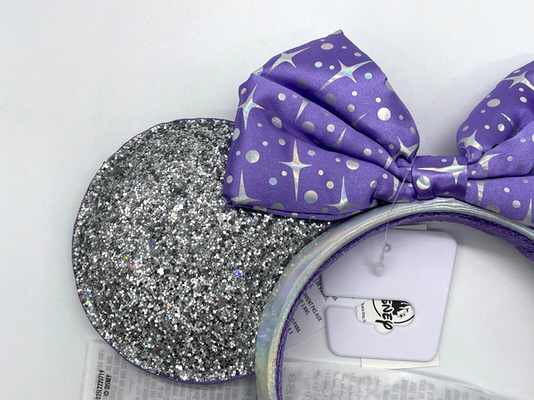 Disney Parks Tomorrowland Celestial Minnie Mouse Silver Purple Ears Headband NWT