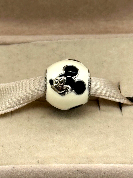 Disney Parks Expressive Mickey Charm White & Black Enamel Pandora Charm NIB